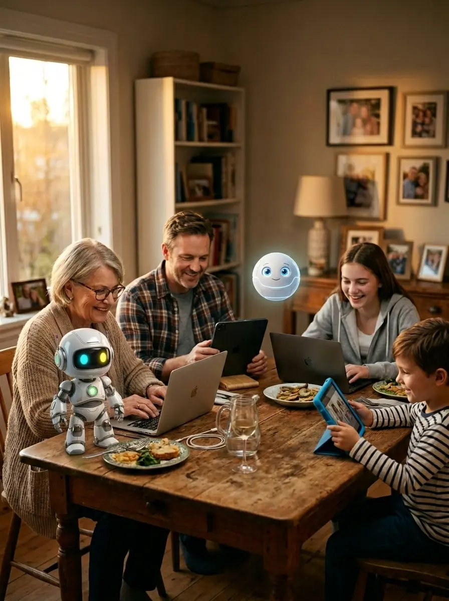Familia aprendiendo juntos